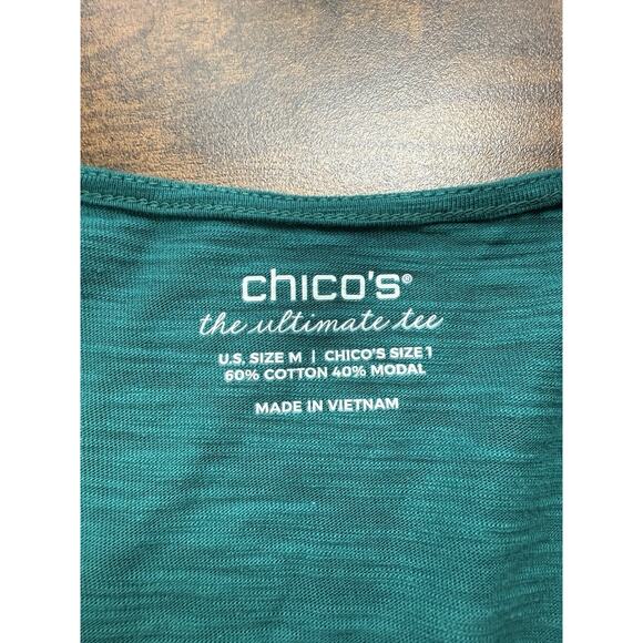 Chicos Cardigan Womens Medium Teal Ultimate Tee Slub Knit Open Front Cotton - Picture 6 of 8